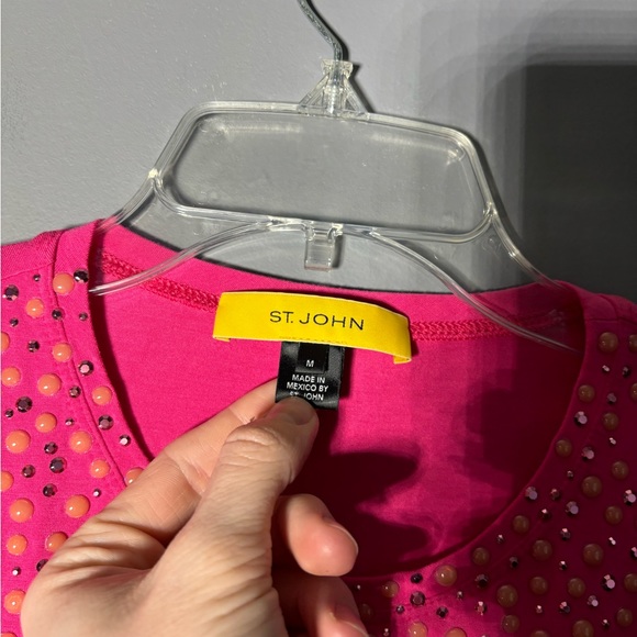 ST.John Hot Pink Embellished Viscose Sleeveless Top Size Medium - Picture 3 of 4